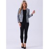 INSPIRE CHIC Women's Elegant Long Sleeve Open Front Buttons Decor Plaid Tweed Blazer - 3 of 4