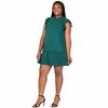 24seven Comfort Apparel Plus Size Ruffle Cap Sleeve High Neck Pleated Tiered Mini Dress - 2 of 3