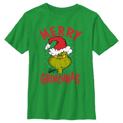 Boy's Dr. Seuss Merry Grinchmas T-shirt - Kelly Green - Large : Target