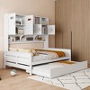 Full Size Wooden Daybed with Twin Size Trundle, All-in-One Cabinet and Shelf - 3 of 4