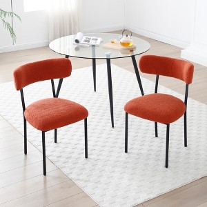 Vatros Dining Chairs Set of 2 Round Upholstered Dining Room Chairs, Orange - 1 of 4