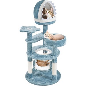 45.5in Ocean-Themed Cat Tree Multi-Level Cat Tower, Plush Furniture with Shark's Mouth-Shaped Nest - 1 of 4