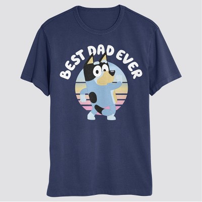 Men's Bluey Best Dad Ever Short Sleeve T-Shirt - Navy Blue