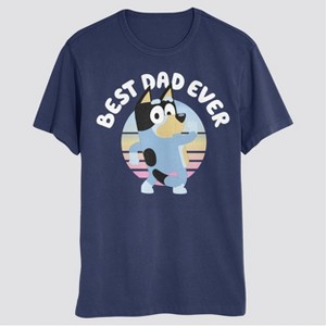 Men's Bluey Best Dad Ever Short Sleeve T-Shirt - Navy Blue - 1 of 3
