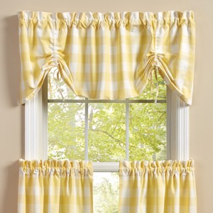 Park Designs Buffalo Check Lined Farmhouse Yellow Valance 60" x 20" - 1 of 3