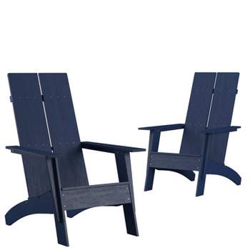 Merrick Lane Set of 2 Modern All-Weather Poly Resin Wood Adirondack Chairs
