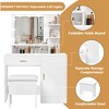 Vanity Desk, Makeup Vanity Desk with Mirror & 9 LED Light Bulbs, Large Drawers and Three Level Storage & Tiers of Open Shelves for Bedroom, White - 3 of 4