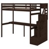 XIYUYEU Twin Size Loft Bed with Desk Pinewood Bed Frame with Guardrail and Storage Stairs, Espresso - 3 of 4