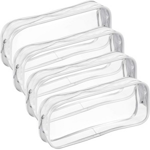 Fmeida 4 Pieces Clear PVC Bags Big Capacity Zipper Pencil Pouch Case - 1 of 4