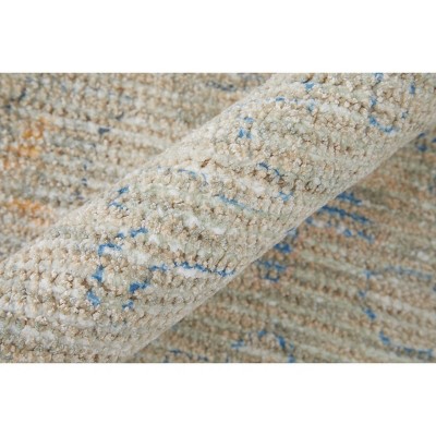 Handwoven Blue and Ivory Wool Rectangular Area Rug 5' x 7'