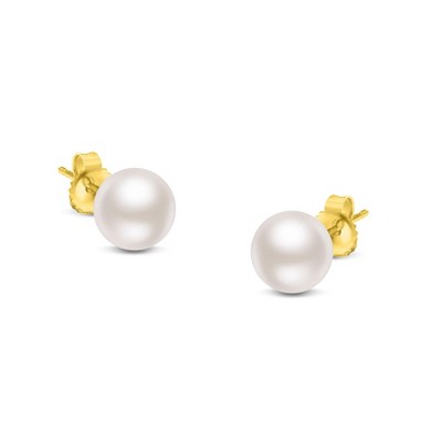 14K Gold Saltwater Akoya Cultured Pearl Stud Earrings