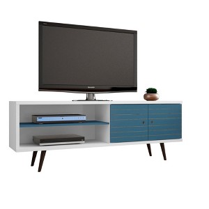 Sapphtopaz Modern TV Stand for TVs Up to 65" with Storage Cabinet & Open Shelves Entertainment Center with Splayed Legs for Living Room - 1 of 4