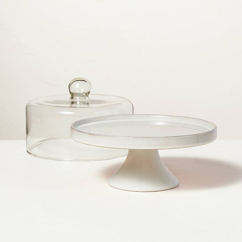 Stoneware Reactive Glaze Cake Stand with Glass Cloche - Hearth & Hand™ with Magnolia, 3 of 7