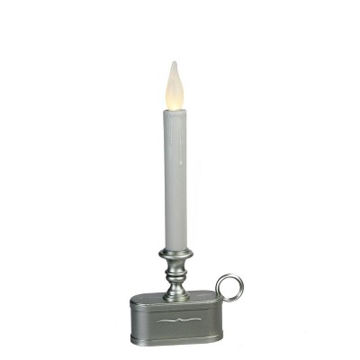 Brite Star 11" Pre-Lit Silver and Gray LED Christmas Candle Lamp with Toned Base