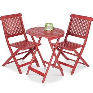 Best Choice Products 3-Piece Acacia Wood Bistro Set, Folding Patio Furniture w/ 2 Chairs, Table - 1 of 4