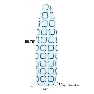 Silver Frame Blue Geometric Pattern T-Leg Ironing Board