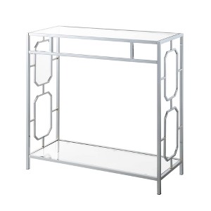 Omega Chrome Glass Hall Table with Shelf Glass/Chrome - Breighton Home - 1 of 4