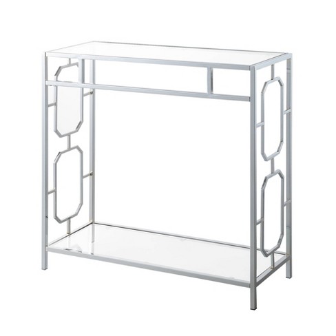 Omega Chrome Glass Hall Table With Shelf Glass/chrome - Breighton Home ...