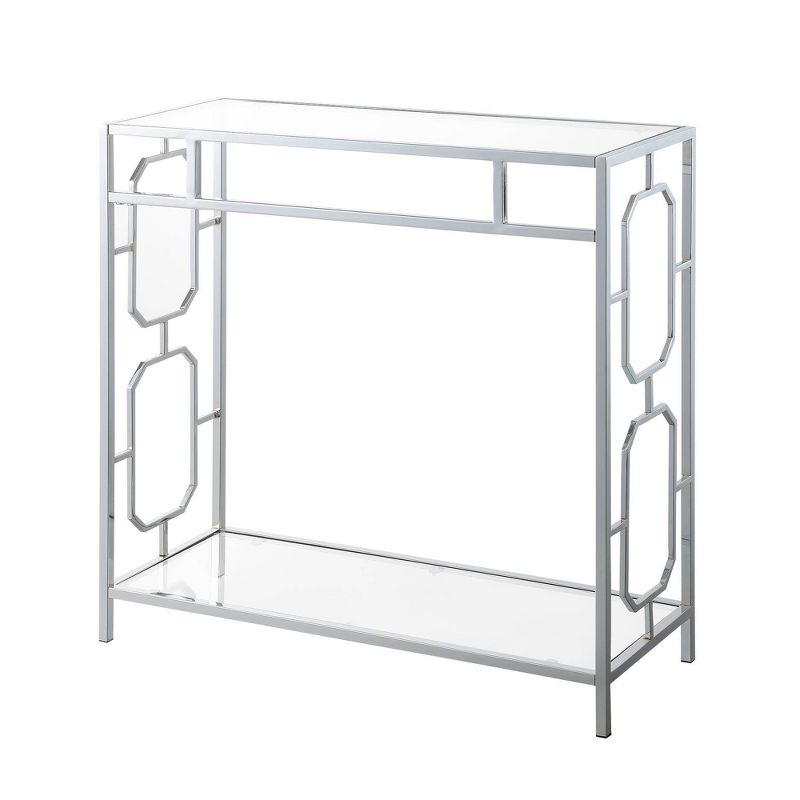 Omega Chrome Glass Hall Table with Shelf Glass/Chrome - Breighton Home, 1 of 5