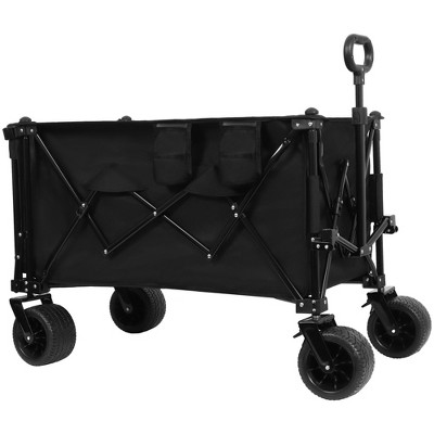 NAYSAYE Wagons Heavy Duty Foldable Cart with Extended Tailgate and All Terrain Wheels for Outdoor Use, Black and Gray, 55.12"*22.83"*43.31"