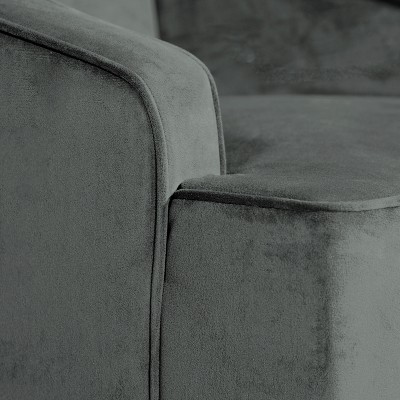 Gray Velvet Swoop Arm Accent Chair with Wood Legs