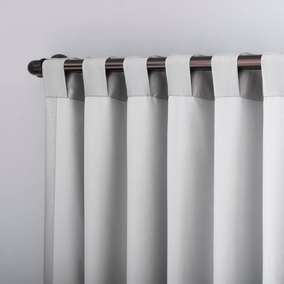 Chrome Gray Faux Silk Blackout Back Tab Curtain Panel