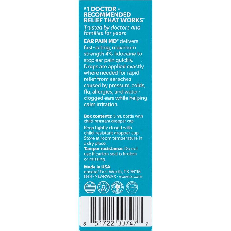 Eosera Ear Pain MD For Kids' Pain Relieving Drops Ear Treatment - 5ml, 4 of 8