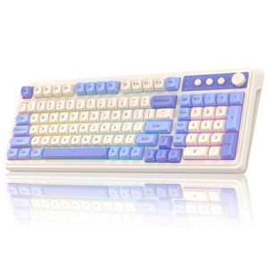 AULA 99-Key Tri-Mode Creamy RGB Gaming Keyboard, Backlit, Numpad & Knob, Purple - 1 of 4