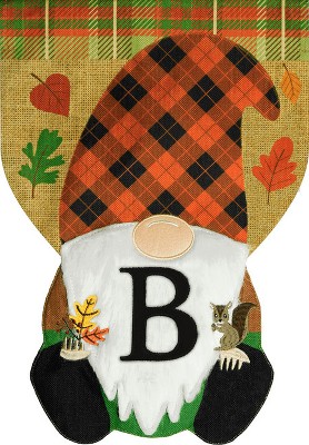 Fall Gnome Burlap Monogram Letter B Garden Flag 18" X 12.5" Briarwood ...