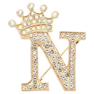 Unique Bargains Women Rhinestone Initial Alphabet Badges Pins and Clips - 1 of 4