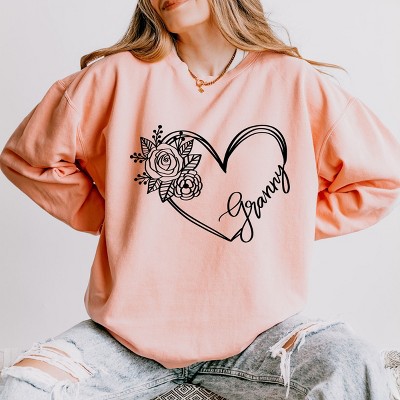 Simply Sage Market Granny Heart Outline Lightweight Garment Dyed Sweatshirt