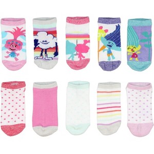 Dreamworks Trolls Girls Rainbows Ankle No Show Socks 10 Pairs Multicoloured - 1 of 3