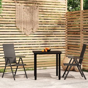 vidaXL 3 Piece Patio Dining Set Black - 1 of 4
