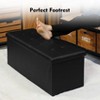 Itopfox Folding Storage Ottoman Bench, Black Faux Leather Long Chest with Tray, Footrest Seat, Blanket Storage for Living Room Bedroom Office Hallway - 2 of 4