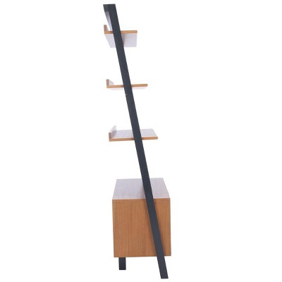 Vlad Natural Mahogany & Charcoal 3-Shelf Storage Etagere
