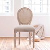 Mshliw Set of 2 French Style Linen Dining Chairs with Solid Wood Frame, Foam Cushion and Rattan Backrest, Accent Chairs for Dining Room - 3 of 4