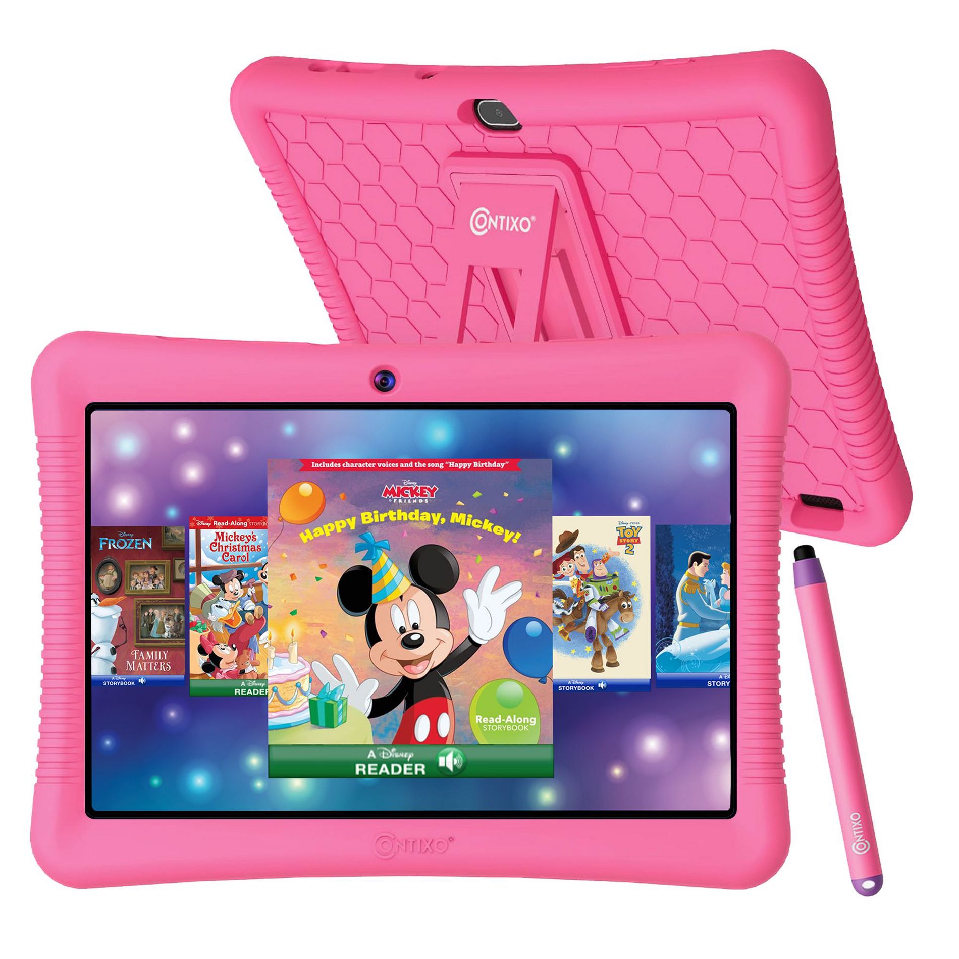 Contixo K102 10” Kids Android Tablet, with 80+ Disney eBooks, Parental Controls, Stylus, Kid-Proof Case with Kickstand For Girls Boys Ages 3–12