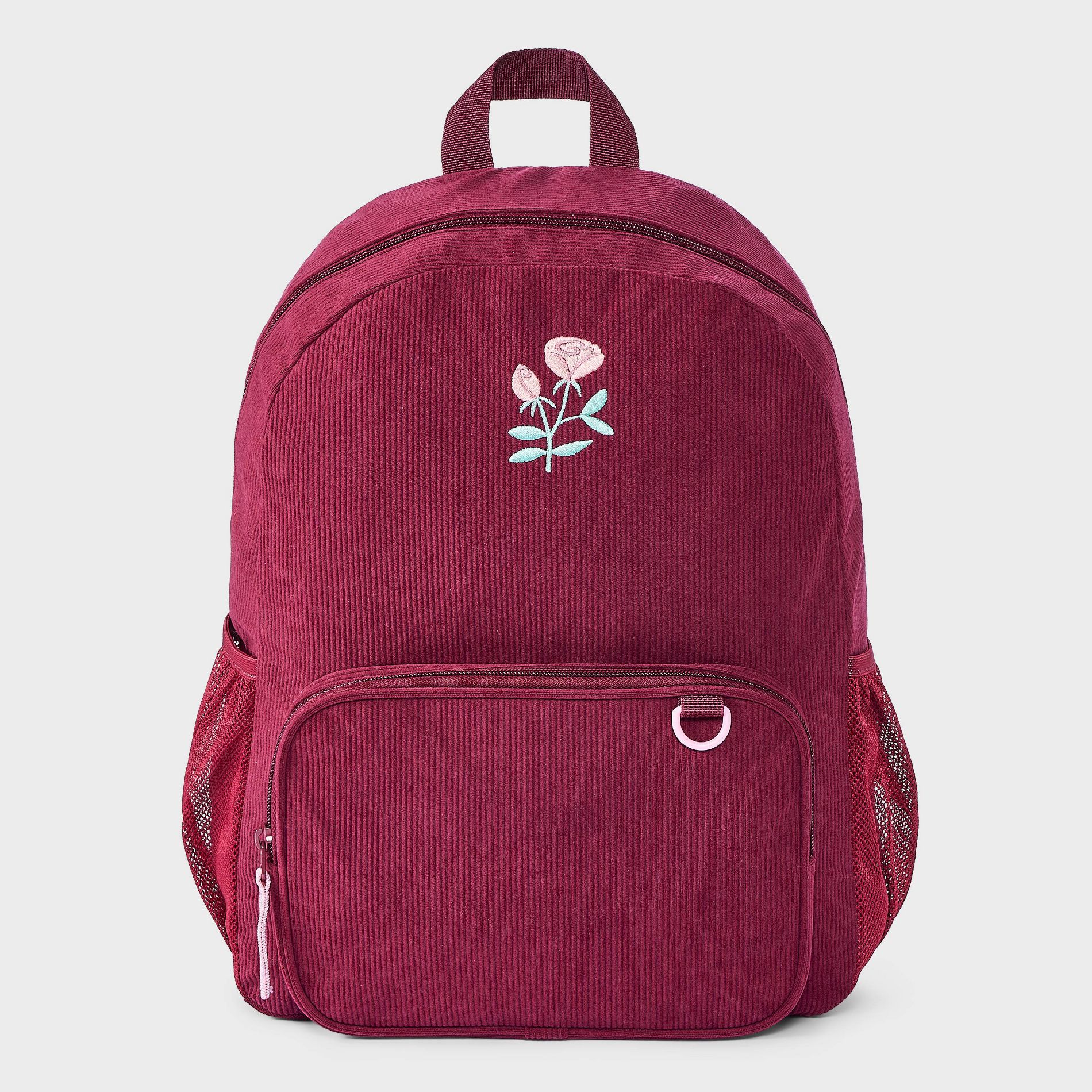 Girls' Embroidered Flower Corduroy Backpack - Cat & Jack™ Maroon