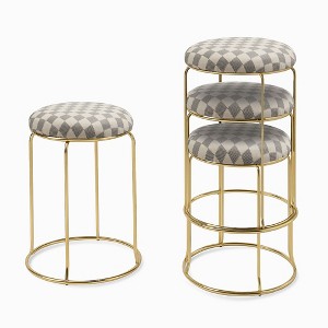 Kings Brand Furniture 4-Pack Stack Stools, Upholstered w/Metal Legs Backless Stackable  Bar and Counter Height Stool, Dining Room Kitchen Chairs - 1 of 4