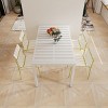 GlasFlength Accent Chairs Modern Striped Seating Waterproof Construction Sturdy Metal Legs For Patio Cafe Terrace, White, 21.06"*22.24"*32.28" - 4 of 4