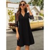 Womens  A Line Dress with Lace Braclet Sleeve V Neck Tunic Dress Mesh Sleeve Summer Basic Dress, Black - 2X - 3 of 4