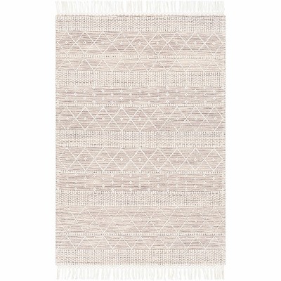 Hauteloom Daru Recycled Material Living Room, Bedroom Area Rug - Bohemian, Transitional - White, Dark Brown, Ivory - 8' x 10'