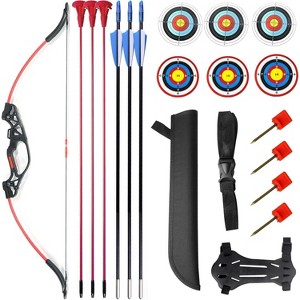 40" Youth Archery Bow Set, Adjustable 10-15lb Draw Weight, Ideal for Beginners & Teens To Practice Skills red - 1 of 4