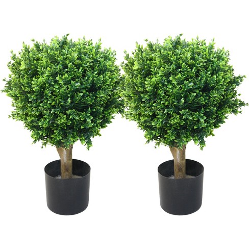 Nature Spring Large 24-in Artificial Hedyotis Topiary Trees - Set Of 2 ...