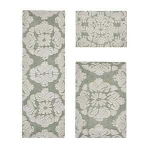 Medallion Collection 3 Piece 100% Cotton Tufted Bathroom Rug Set  with Non-Slip Backing, Machine Washable, Tumble Dry Bath Mat - 1 of 4