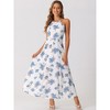 Allegra K Women's Summer Sleeveless Floral Round Neck Slit Hem Long Sundresses - 4 of 4