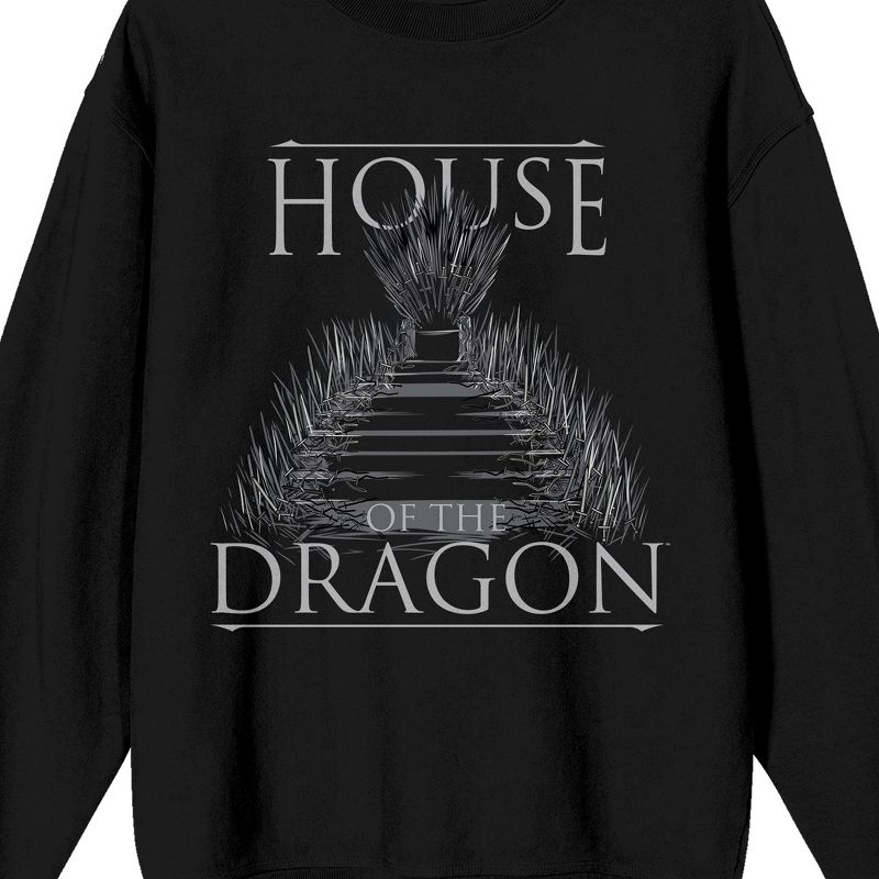 House Of The Dragon Logo Men's Black Long Sleeve Sweatshirt, 2 of 4