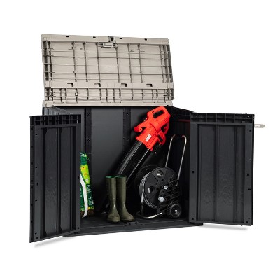 Anthracite Lockable Plastic Outdoor Storage Shed with Wheels