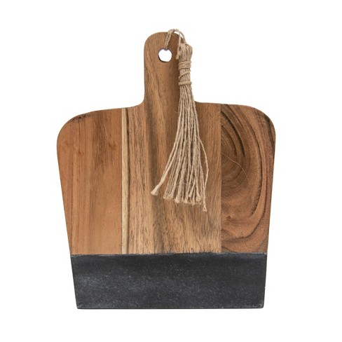 Small Black Wood, Marble & Jute Cutting Board - Foreside Home & Garden