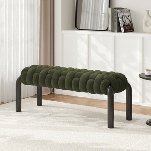 Christopher Knight Home Xander Modern Teddy Braided Upholstered Bench with Metal Legs - 1 of 4